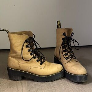 Dr. Martens Tan suede platform boots